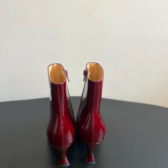 BY FAR Leather Red Ankle Boots - Picture 5 of 9